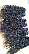 Mongol Afro rizado Pelo Rizado de la onda de agua 3 mechones con cierre cabello humano brasileño armadura paquete negro las mujeres XISHIXIU