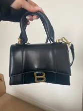 Bolso de mano de lujo suave con asa superior para mujer, bolsa de mano de piel de cocodrilo y reloj de arena, marca B de Metal, bolsas de mensajero de hombro