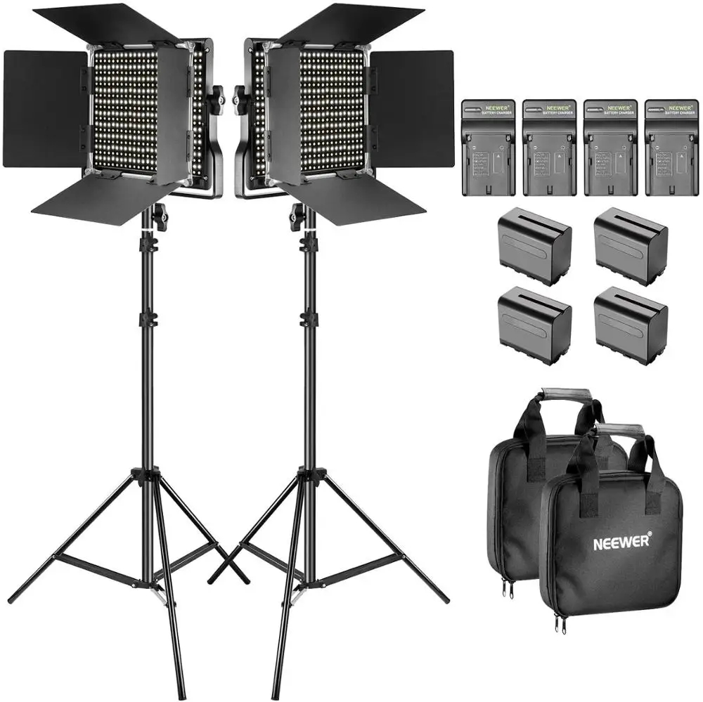 Neewer Bi-color LED Video Light and Stand Kit with Battery + Charger-Dimmable with U Bracket and Barndoor,Light Stand for Studio
Neewer Bi-color LED Video Light and Stand Kit with Battery + Charger-Dimmable with U Bracket and Barndoor,Light Stand for Studio