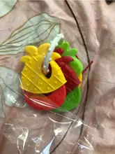 Mordedor de goma suave estilo fruta para bebé, juguete para recién nacido, mordedor de silicona de grado alimenticio, cama de entrenamiento infantil, juguete para morder para chico