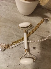 Rodillo de Jade blanco para masaje Facial, rodillo de Jade blanco para estiramiento Facial, herramientas de masaje Facial para mentón, cuello, cuidado de la piel