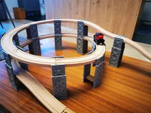 Vías de tren de madera de haya para niños, accesorios de túnel de puente de vía férrea, piezas de tren de madera, juguetes educativos para niños, regalos