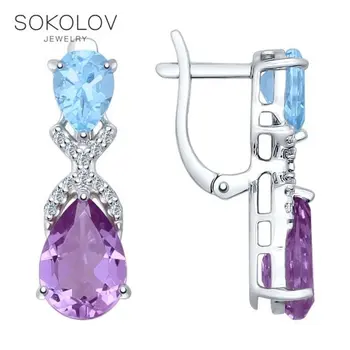 Sokolov drop earrings with stones in silver with a mix of stones, fashion jewelry, 925, women's male, long earrings
Sokolov drop earrings with stones in silver with a mix of stones, fashion jewelry, 925, women's male, long earrings
