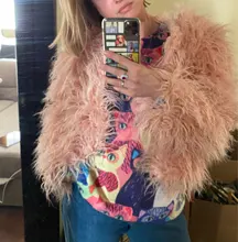 FQLWL-abrigo de piel sintética para mujer, abrigo de talla grande, negro, blanco, rosa, abrigo de peluche, chaqueta de piel para mujer, ropa exterior peluda para Otoño e Invierno