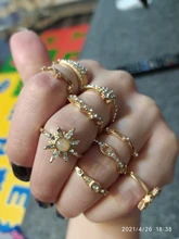 Tocona, 17 unids/set de lujo de cristal claro piedra conjuntos de anillos de boda para hombres y mujeres de la gota de agua flores el sol Geoemtric de joyería 8920