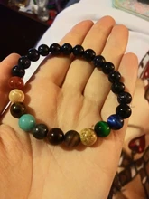 Pulsera de piedras naturales para hombre y mujer, brazalete de cuentas con sistema Solar, Chakra, Yoga, para amantes de los ocho planetas