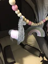 Cochecito de bebé de juguete de madera con Clip, carrito móvil de bebé con cuentas de felpa, cadena de chupete masticable, sonajero, mordedor de madera, collar, cuentas de dentición