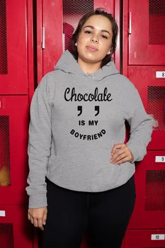 

Angemiel Wear Chocolate Is My Boyfriend Gray Women 'S Hooded Sweatshirt