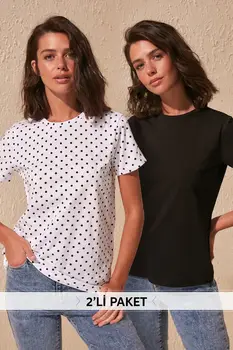 Trendyol Plain Black and White Polka Dot Pattern 100 Cotton Cycling Neck 2'li Package Knitted T-Shirt TWOSS20TS0145
Trendyol Plain Black and White Polka Dot Pattern 100 Cotton Cycling Neck 2'li Package Knitted T-Shirt TWOSS20TS0145