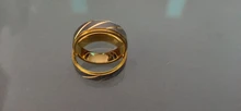 Spark-anillo de compromiso de titanio para mujer y hombre, sortija de boda con grabado de onda dorada, regalo de joyería