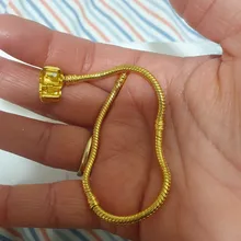 Pulsera con cadena de oro de serpiente rosa para mujer, brazalete con cuentas europeas de ajuste, fabricación de joyas DIY, 1 pulsera con abalorio gratis