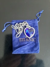 Colgante collar con corazón de Titanic de OCéANO AZUL corazón amor para siempre + bolsa de terciopelo