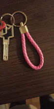 LLavero de cuero trenzado de PU para hombre y mujer, 1 Uds. De cuerda tejida, bolsa de bricolaje, colgante, soporte para llavero, llavero de trinquete de coche, llavero