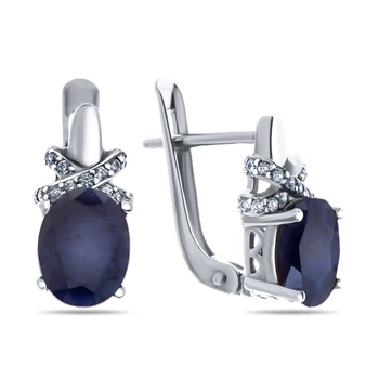 Silver earrings with sapphire Nat. (U) and cubic zirconia Sint.
Silver earrings with sapphire Nat. (U) and cubic zirconia Sint.