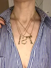 Lost Lady-collar con 26 letras de bambú y Metal dorado para mujer, colgante con inicial del alfabeto, cadena de eslabones, regalos de joyería