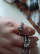 Conjunto de anillos de boda elegantes para mujer, joyería de compromiso de Color plateado con brillante intenso, anillo de circón para mujer, 2 uds.