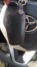 VCiiC-Funda de cuero para llavero de coche, funda de 3 botones, sin llave, para Toyota Camry, CHR, Prius, Corolla, RAV4, Prado 2017, 2018