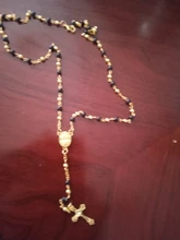 Collar de Rosario, collar con colgante de cruz de Jesucristo, cadena larga de cuentas de aleación para hombres y mujeres, joyería de moda cristiana de la Virgen María