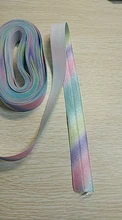 BRISTLEGRASS 5 Yard 5/8 15mm Pastel Rainbow Print FOE Fold Over Elastics Spandex Satin