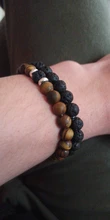 Conjunto de 2 pulseras de Lava y Ojo de Tigre con piedra Natural para Hombre y mujer, joyería clásica