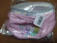 Riñonera con estampado de lentejuelas para mujer, bolso de cintura con dibujos animados y purpurina para teléfono