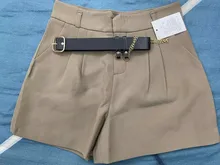 Pantalones cortos de cintura alta para mujer, Shorts femeninos de corte en A, de pierna ancha, estilo coreano, informales, con cinturón, nuevos, 2021