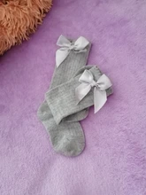 2019 nueva para niños y niñas lazo grande hasta la rodilla largo suave calcetines de algodón con lazo para bebé NIÑOS Calcetines niños calcetines meias 25