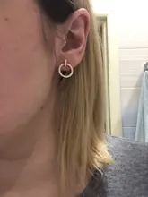 LByzHan-pendientes de tuerca redondos geométricos para mujer, de Plata de Ley 925, con diamantes de imitación de cristal, joyería bonita