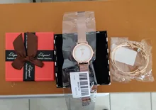 Conjunto de relojes de pulsera para mujer, relojes analógicos de cuarzo de oro rosa, correa de acero inoxidable, femenino