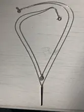 Collar de doble capa de Plata de Ley 925, redondo brillante, circón completo, collares con colgantes largos, regalo para niña, accesorios finos NK062