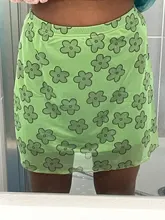 Minifalda de malla con estampado Floral para mujer, minifalda sexy con estampado Floral, ropa vintage