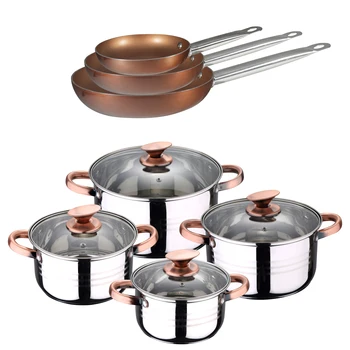 Battery's Kitchen's 8 Pieces and set 3 sauce pans San Ignacio Professional chef copper plus 18/22 /26 cm
Battery's Kitchen's 8 Pieces and set 3 sauce pans San Ignacio Professional chef copper plus 18/22 /26 cm
