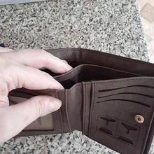 Cartera Vintage antirrobo RFID para hombre, bolsa con cierre, monedero con cremallera, billetera mágica, monedero corto de lujo