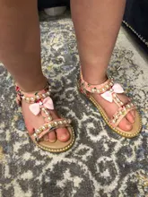 Zapatos Infantiles para niñas nuevas sandalias de verano los niños perla abalorios sandalias de playa con calce Enfants plana Escuela de zapatos para bebé de la UE 21-30