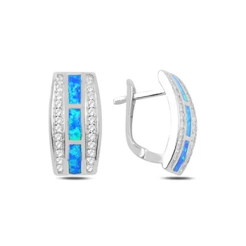 Teleplus Opal & Zircon Crystal J Earrings 925 Sterling Silver 
Teleplus Opal & Zircon Crystal J Earrings 925 Sterling Silver