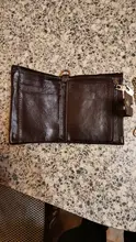 Cartera de cuero con grabado gratis para hombre y mujer, monedero pequeño, portatarjetas, cadena, portafolio de regalo