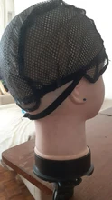 Gorro para hacer pelucas con correa ajustable en la parte trasera, tamaño del gorro tejido, casquillo de peluca sin pegamento, malla para el pelo de buena calidad, color negro