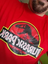 2019 Parque Jurásico T camisa de los hombres 100% algodón impreso camiseta Casual divertido tapas de Mundo Jurásico Camisetas manga corta camiseta #286