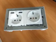 SRAN-enchufe eléctrico de pared con conexión a tierra, indicador LED oculto, enchufe doble con usb, 146x86mm