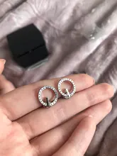 LByzHan-pendientes de tuerca redondos geométricos para mujer, de Plata de Ley 925, con diamantes de imitación de cristal, joyería bonita