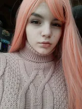 HUAYA-peluca rizada largo ondulado Lolita con flequillo para niña, peluca de Cosplay de fiesta diaria, sintética, resistente al calor, Color rosa degradado