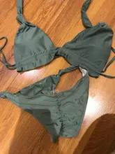 Bikini brasileño con Tanga para mujer, bañador Sexy, ropa de baño de mujer, ropa de playa de Color sólido, Mini traje de baño con microcuerdas 2021