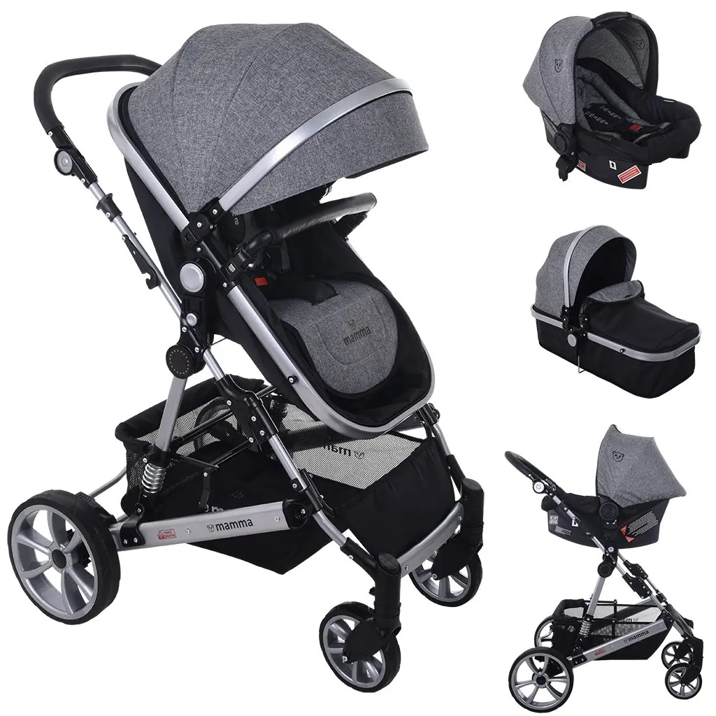 

Baby Stroller 3 in 1,Hot Mom Travel System High Land-scape With Shock Absorber in 2022 Folding Carriage For Newborns Kids