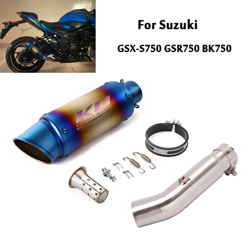 

For Suzuki GSX-S750 GSR750 BK750 Slip On Exhaust System Muffler Baffles Pipe Removable DB Killer Escape Middle Link Section