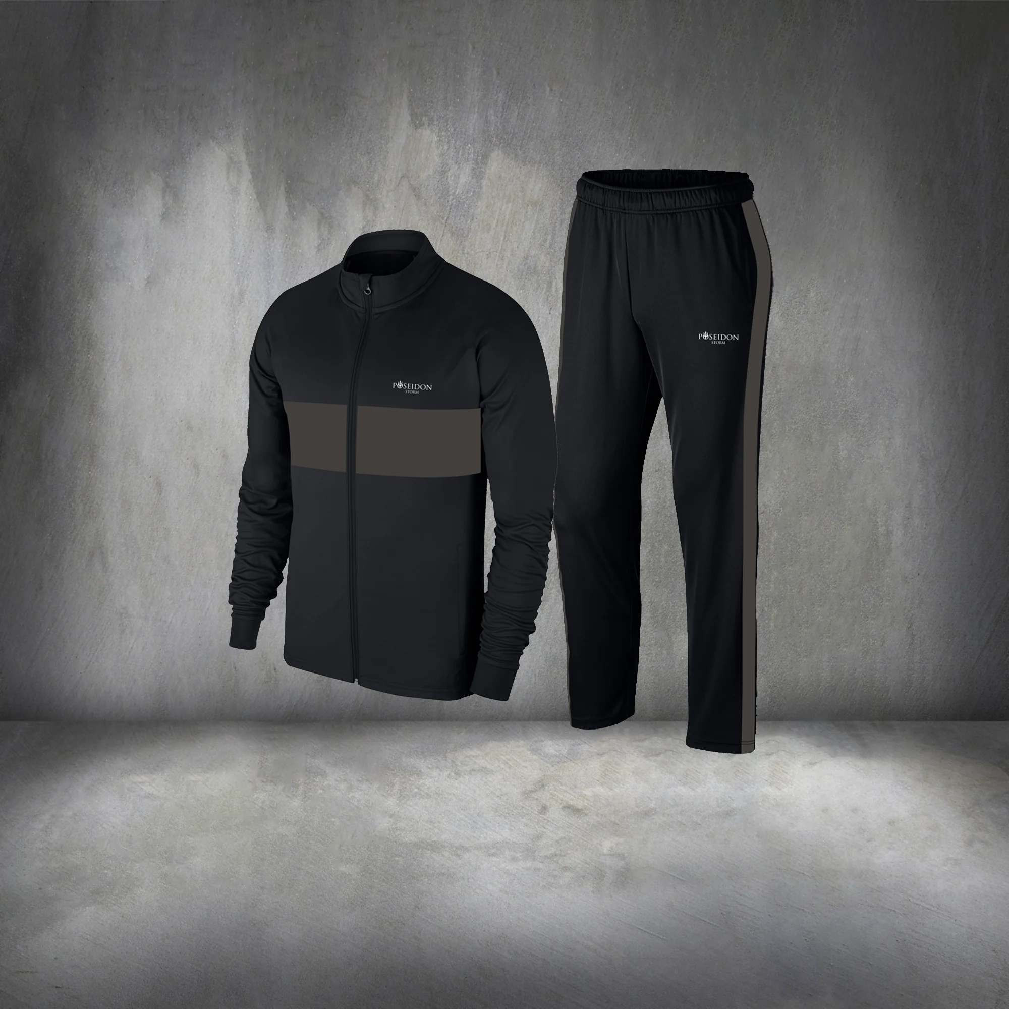 

Men's Black Interlock Fabric Gym Regular Fit Tracksuit Set S-3XL