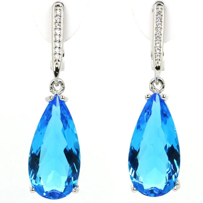 36x10mm 7.8g Romantic Drop Shape London Blue Topaz White CZ Real 925 Solid Sterling Silver Earrings 
36x10mm 7.8g Romantic Drop Shape London Blue Topaz White CZ Real 925 Solid Sterling Silver Earrings