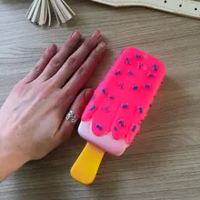 1 de policarbonato para perros juguete para masticar con chirrido de goma rosa helado en forma de juguetes para gato cachorro perros bebé de helado Molar juguete interactivo