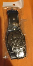 Reloj de pulsera de cuarzo con correa de cuero para hombre, cronógrafo Steampunk con tapa de Calavera, con cadena, 2019