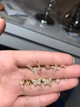 Canner 1 par 925 pendientes tipo botón de plata fina para las mujeres joyería fina hélice lindo pequeño Piercing para cartílago pendientes de botón pendientes W5