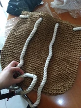 Mochila de paja de verano para mujer, bolso de playa hecho a mano con cordón, bolso de hombro tejido de ganchillo, bolsa de viaje